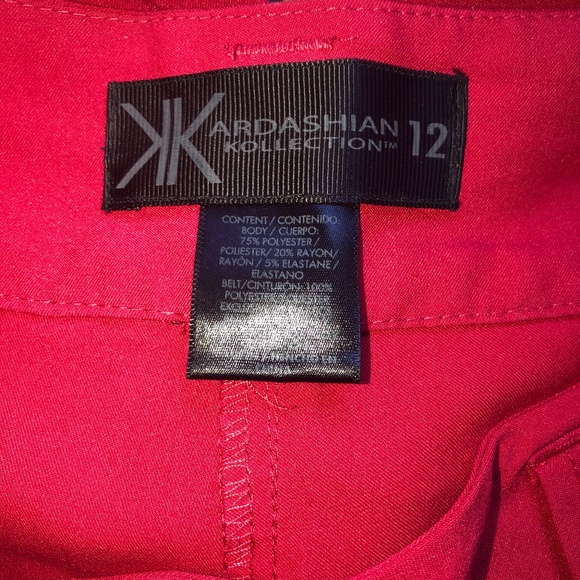 Kardashian Kollection Red Wide Leg Pant -12 - Picture 3 of 4